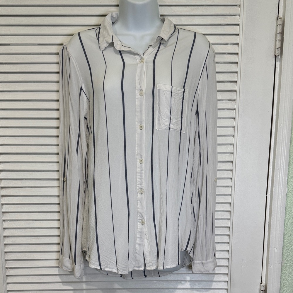 Thread & Supply White and blue Striped Casual Shirt